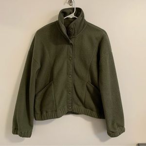 Abercrombie & Fitch Cropped Fleece Jacket Army Green Small